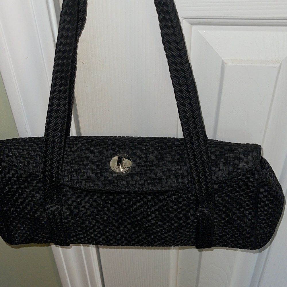 The Sak-Black-Womens-Silver-Tone-Basket-Weave-Bag